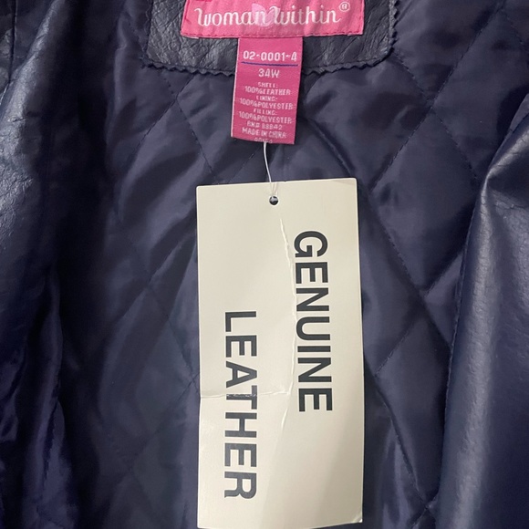 34W Women’s Genuine leather coat Navy Blue - Picture 7 of 16